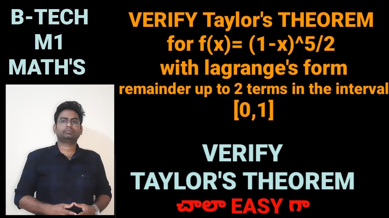 B-TECH|M1|verify TAYLOR'S THEOREM|B-TECH M1 EXAM IMP QUESTION|#btechmaths #btech