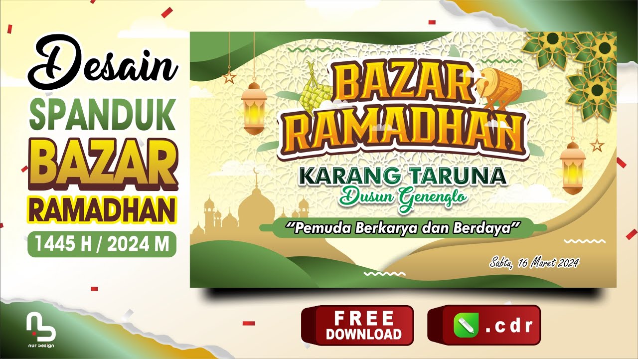 Free File CDR !! Proses Cara Membuat Desain Spanduk Bazar Ramadhan di Coreldraw | Banner Ramadhan