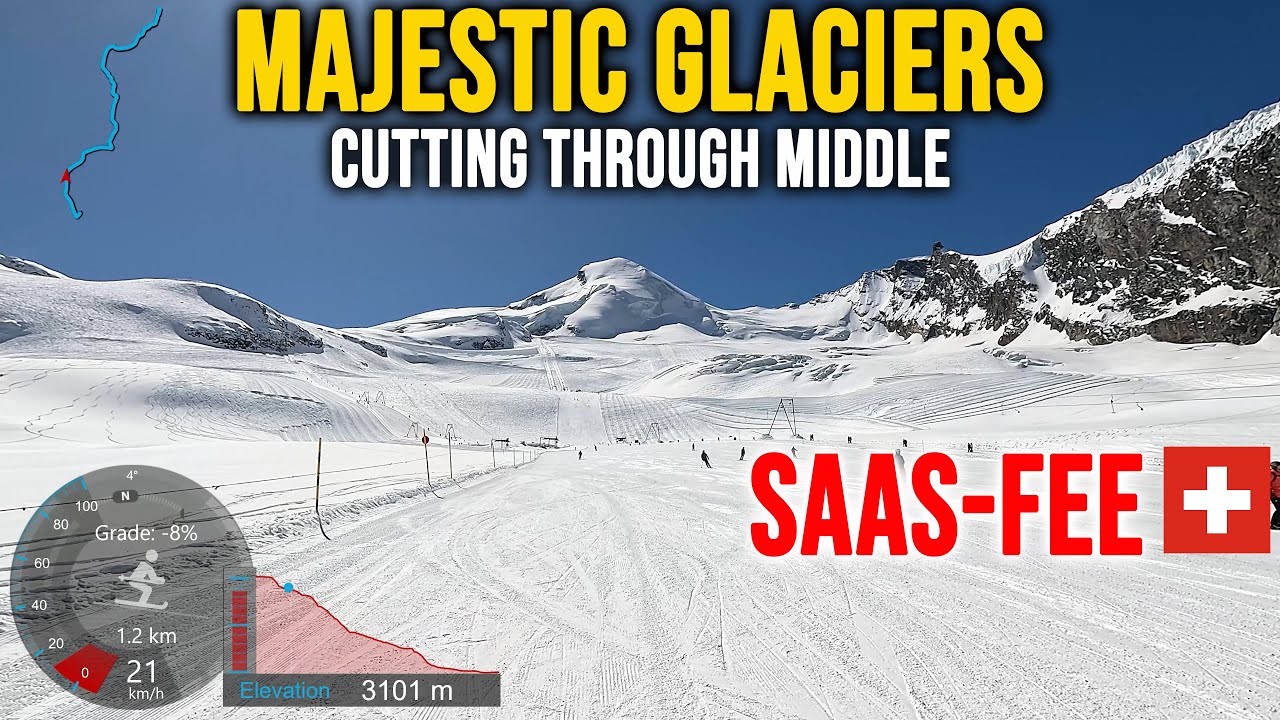 [4K] Skiing Saas Fee, Majestic Glaciers - Cutting Through Middle, Wallis Switzerland, GoPro HERO13