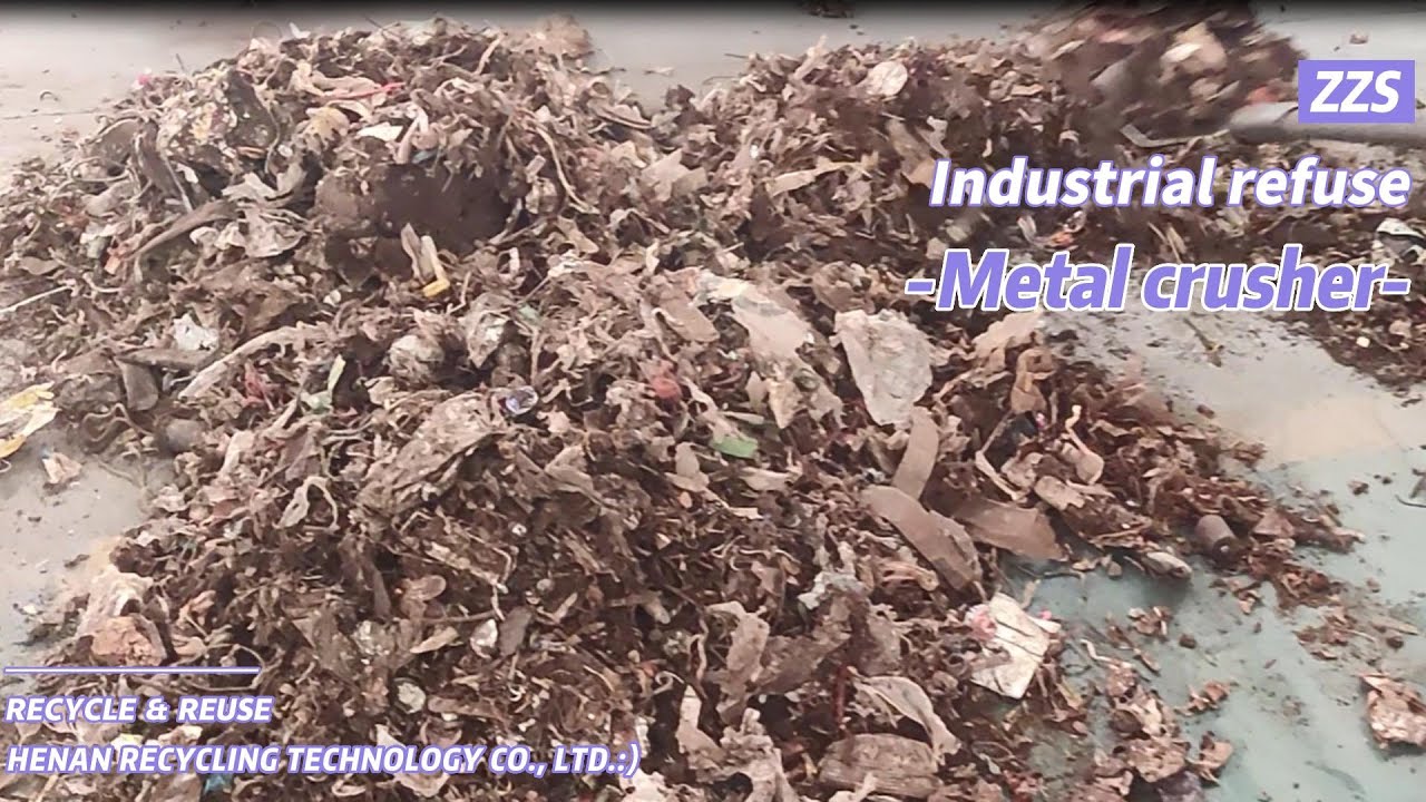 Industrial refuse processing and recycling. / Scrap metal crusher.