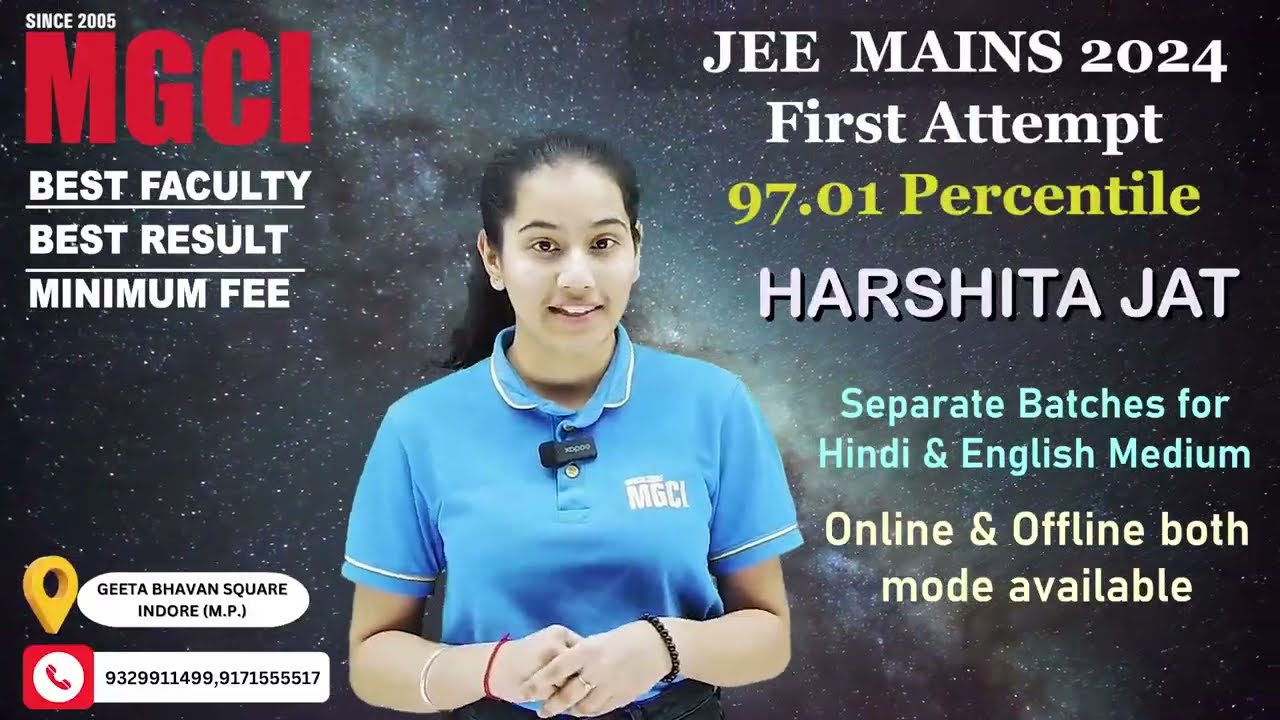 JEE MAIN-2024-FIRST ATTEMPT-HARSHITA JAT-TOPPERS TALK | MGCI INDORE#jee#IIT-JEE#JEE2024