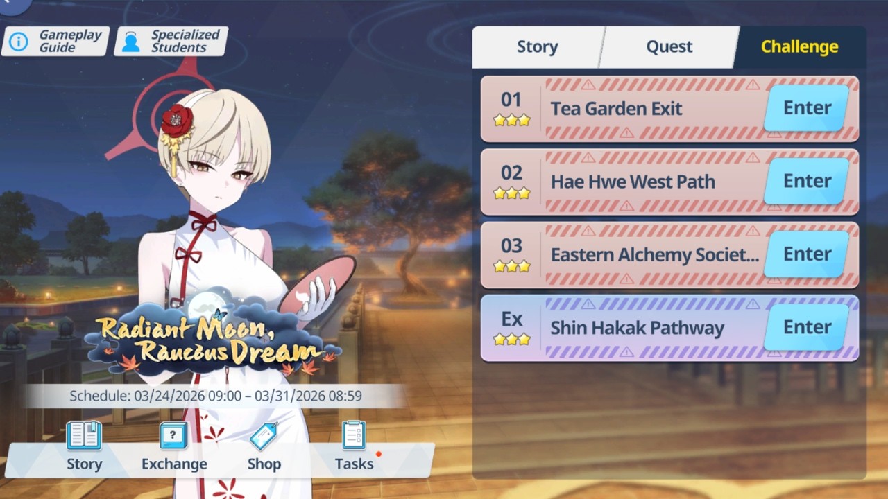 Blue Archive - Event Rerun Radiant Moon, Raucous Dream All Challenge EX Stage All Achievement*3