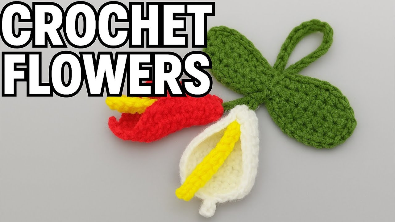 CROCHET FLOWERS♡CROCHET LILY FLOWER⚜️HOW TO CROCHET LILY FLOWER/CROCHET KEYCHAIN IDEA#howtocrochetit