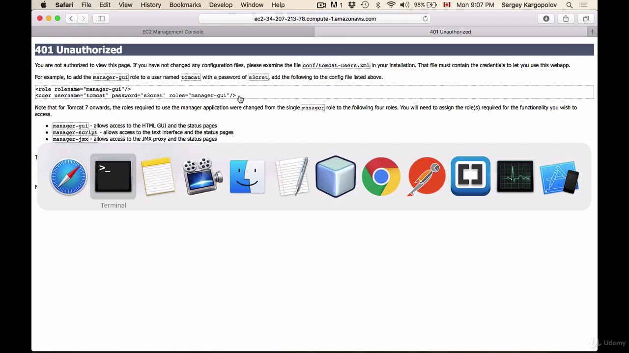 REST API with Java JAX-RS - 65 - Enable Apache Tomcat User and Sign in to Web Application Manager