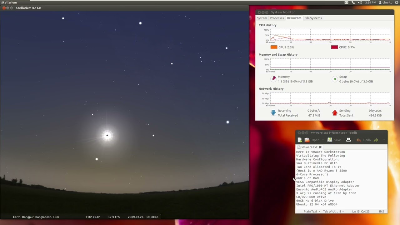 Stellarium on Ubuntu 12.04 (VMware Workstation 12)
