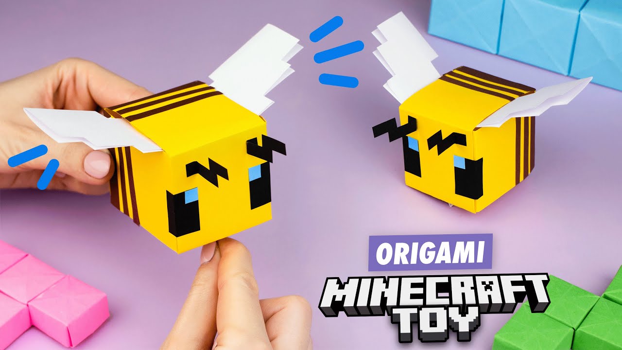 Оригами Майнкрафт Пчела из бумаги | Майнкрафт игрушка | Origami Paper Minecraft Bee