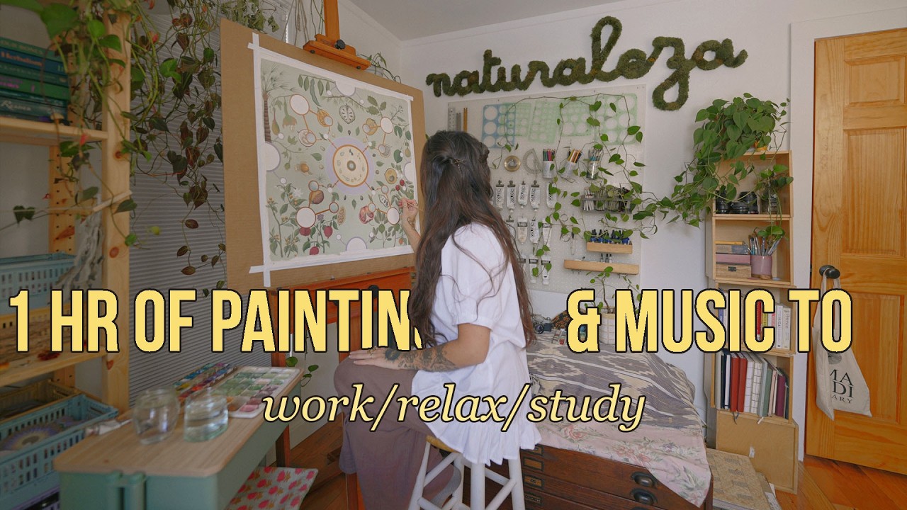 1 Hour of Silent Real-Time Painting | Music to Focus, Relax & Study 🍵