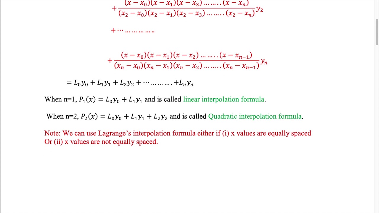 Lagrange Interpolation Formula