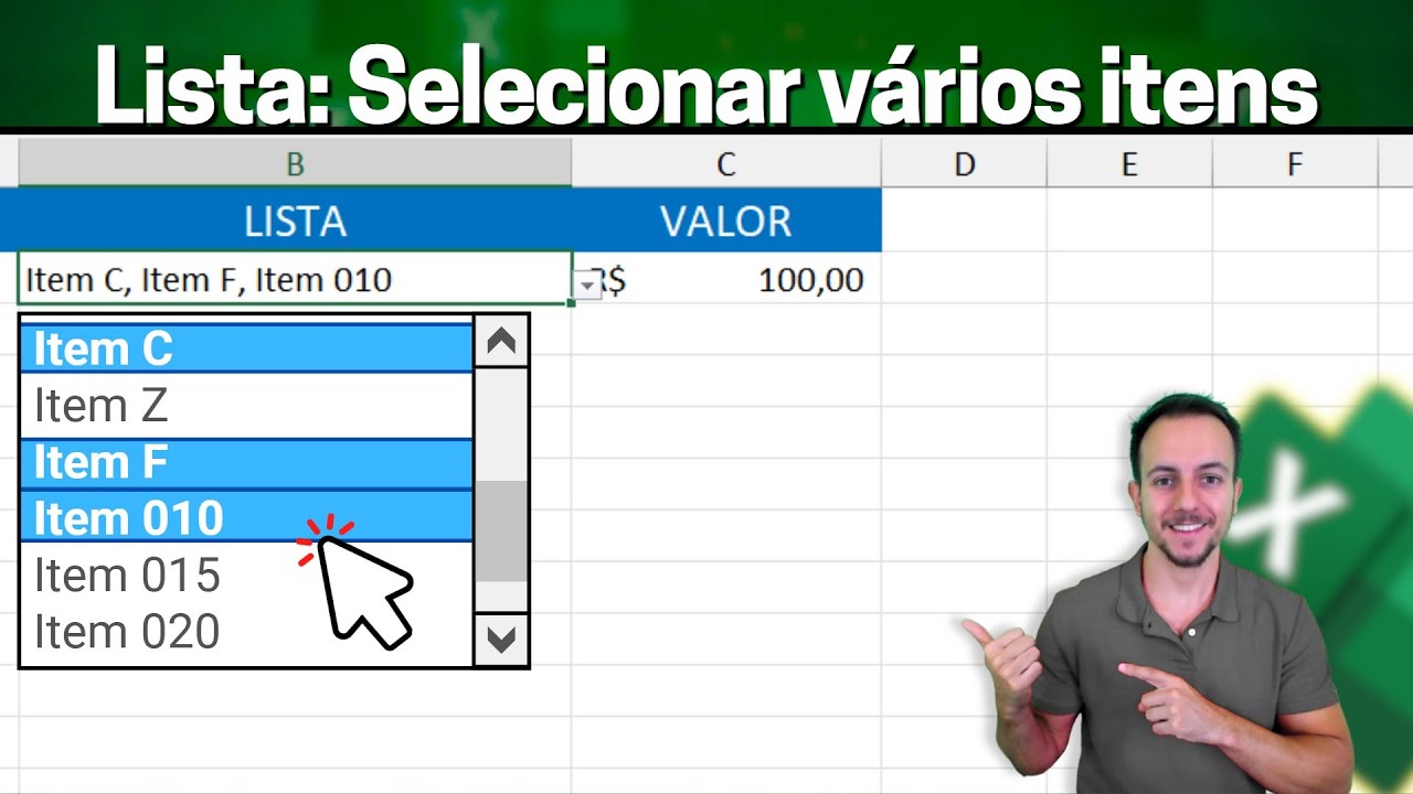 Lista de Itens com Seleção Múltipla, Várias Opções de Uma Vez | Como Fazer Excel