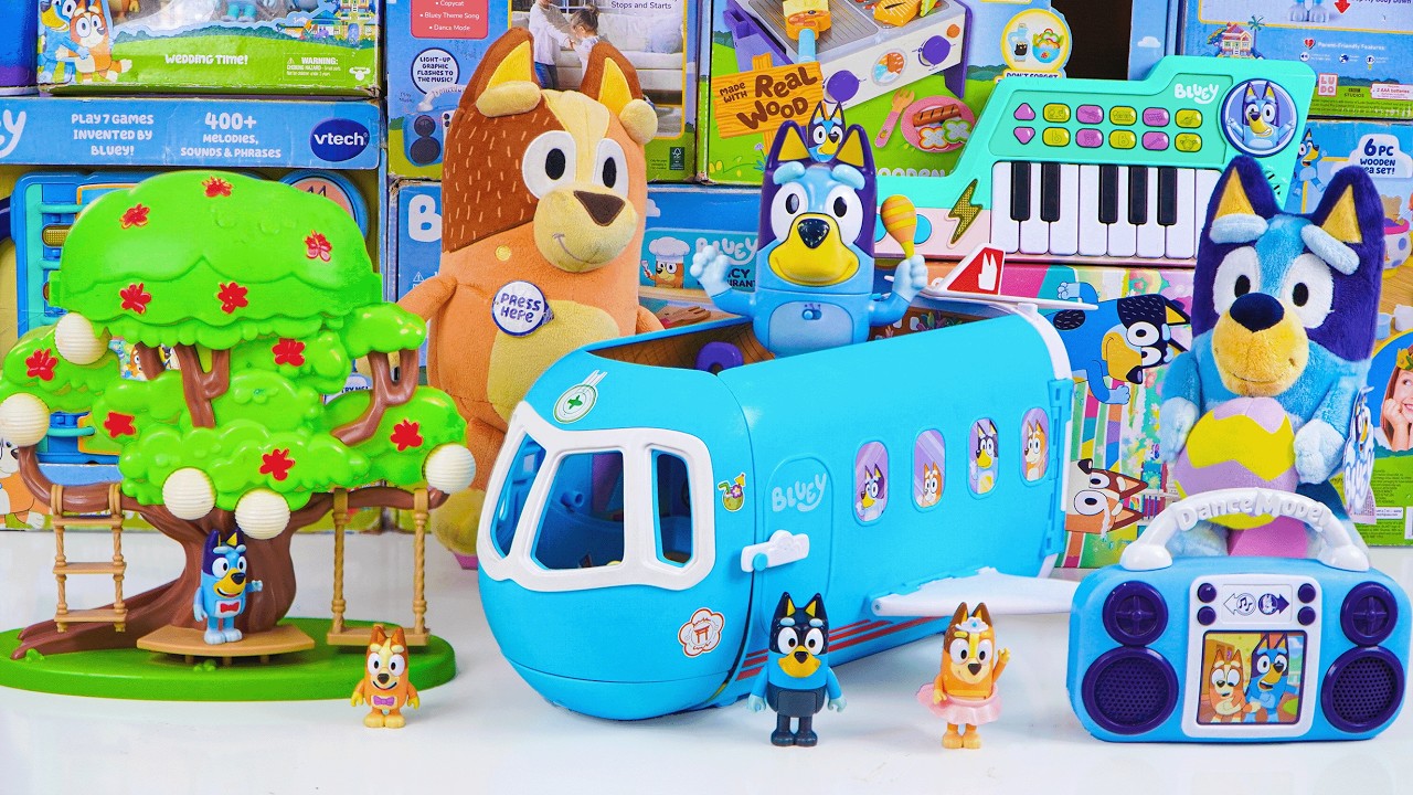 Bluey Toy Collection Unboxing Review 🌳 Bluey 3-in-1 Airplane Transforming Playset & Tree Playset