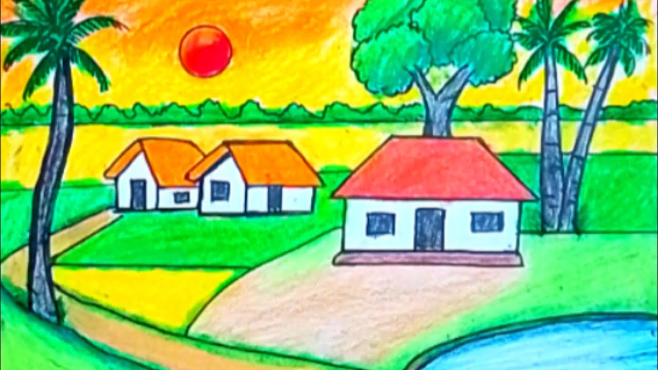BEAUTIFUL SCENERY DRAWING EASY #easy art video I