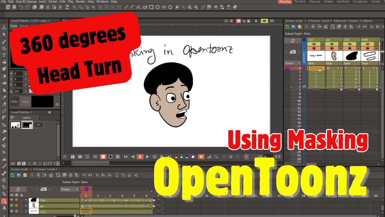 360 Degrees Head Turn in OpenToonz: Character animation tutorial