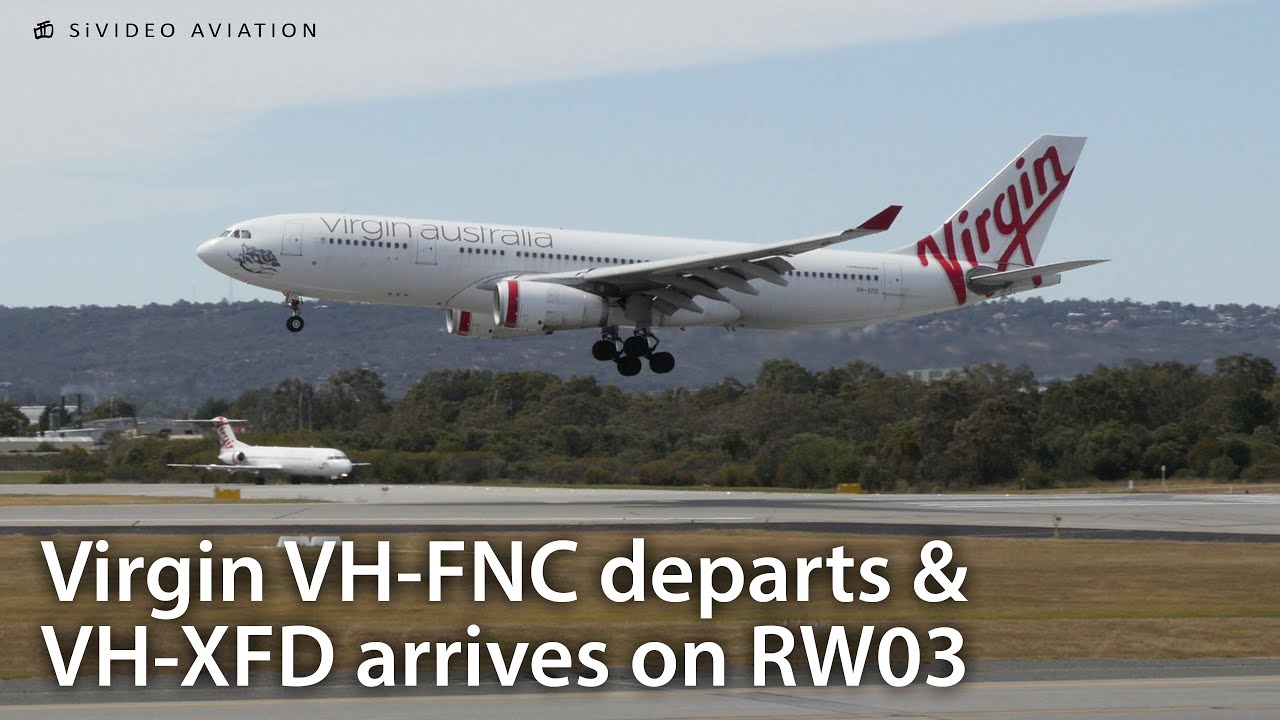 Virgin Australia Regional (VH-FNC) and Virgin Australia (VH-XFD) arrives at Perth Airport on RW03.