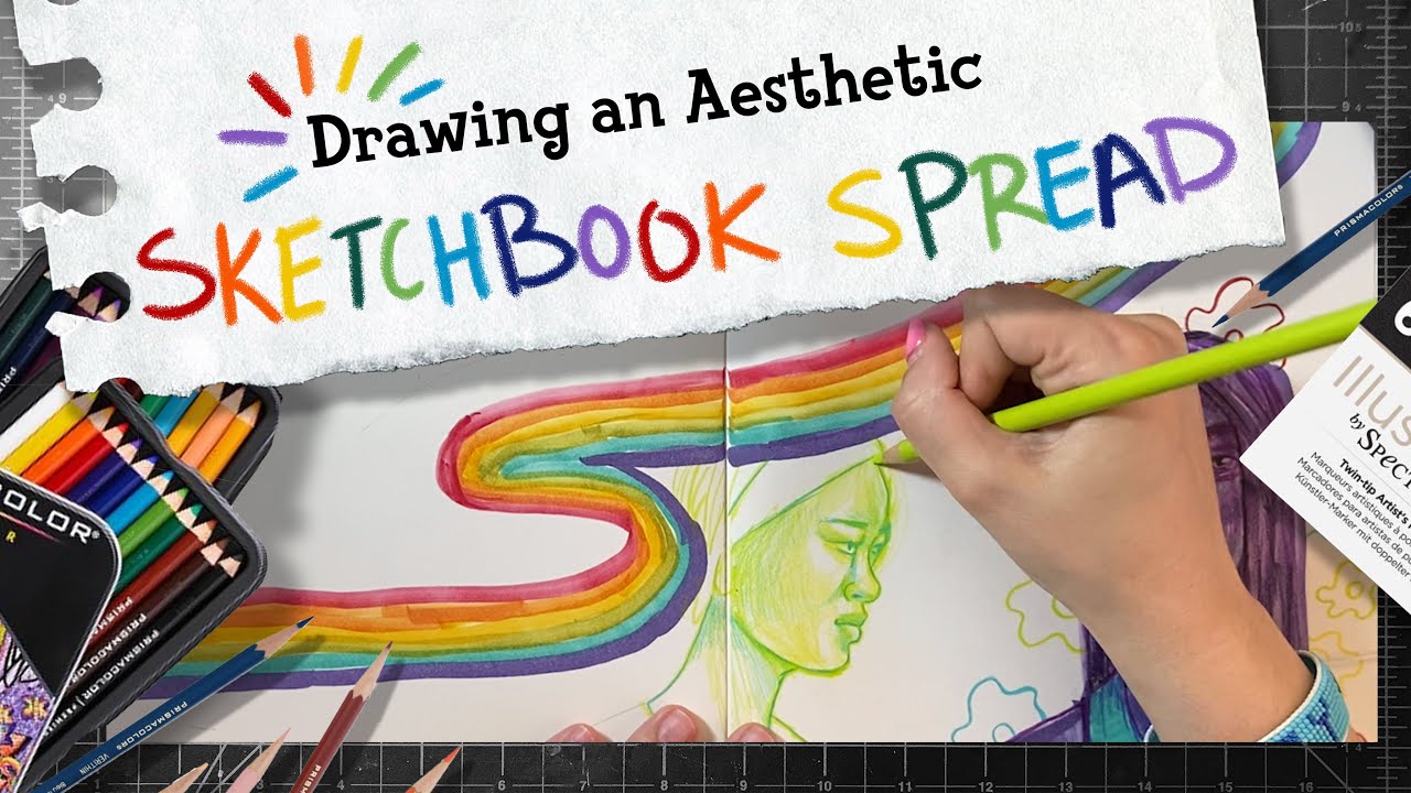 Aesthetic Sketchbook Spread || Draw with me! || Izzy Sneed