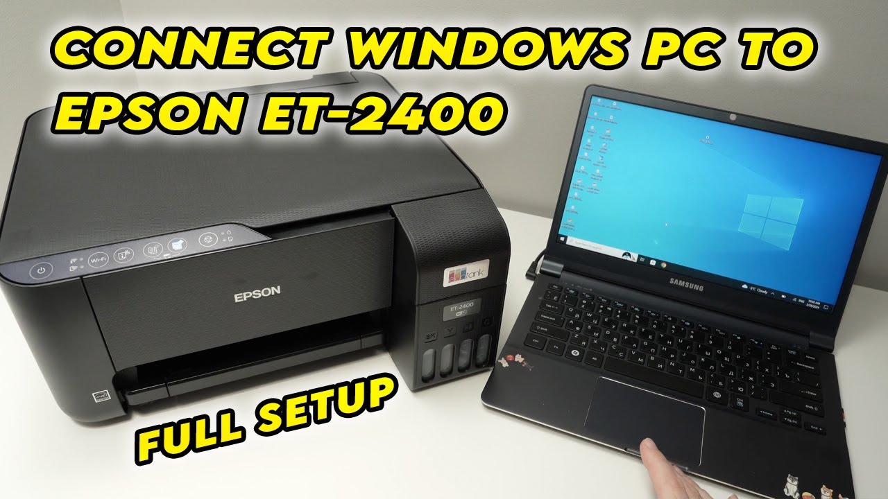 How to Connect PC Computer to Epson EcoTank ET-2400 Printer (Wifi Setup)