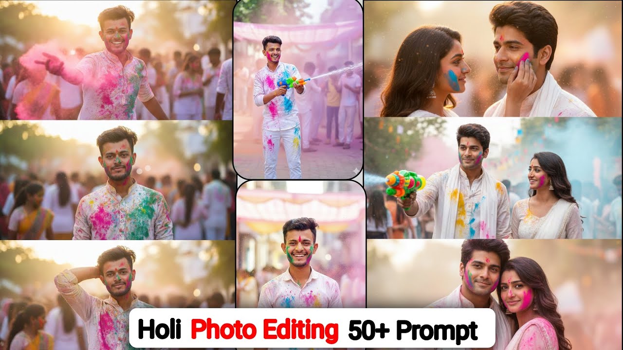 50+ Holi Ai Photo Editing Gemini Prompts | Google Gemini Holi Photo Editing Prompts | #photoediting 