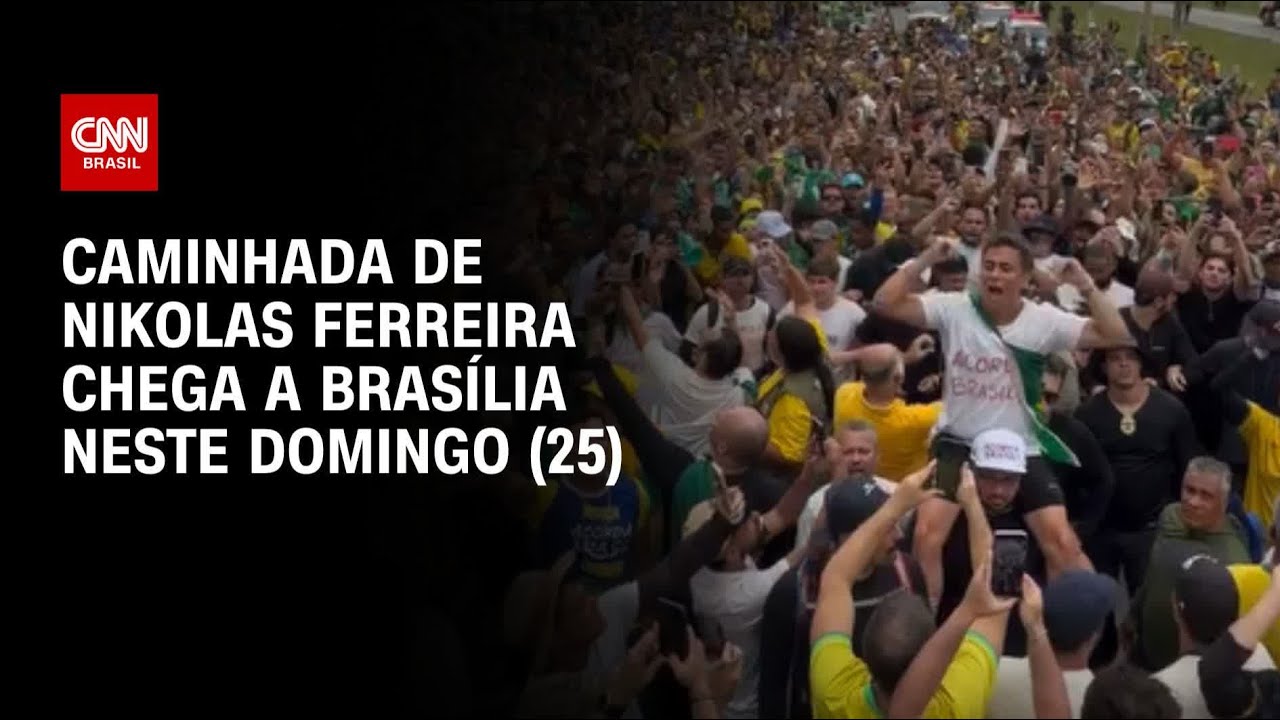 Caminhada de Nikolas chega ao DF; deputado usa colete &agrave; prova de balas | AGORA CNN