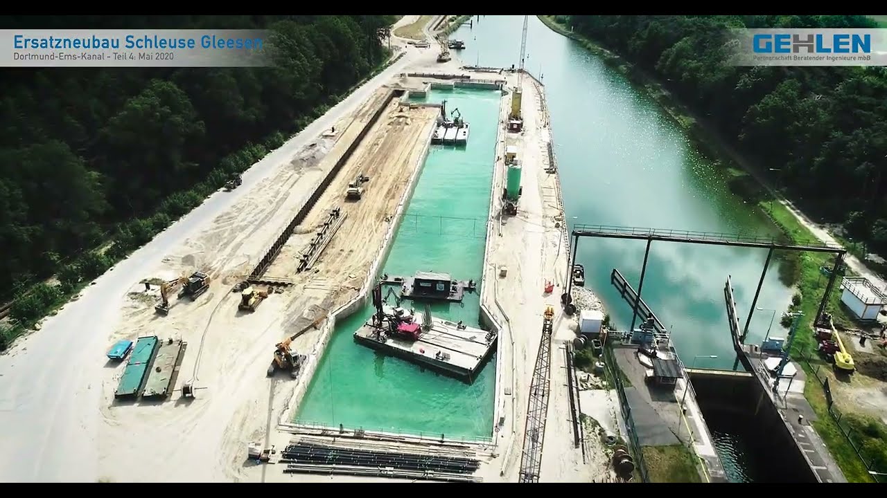 Neubau Große Schleuse Gleesen - Teil 04: Herstellung von Unterwasserbetonsohle und Rückverankerung