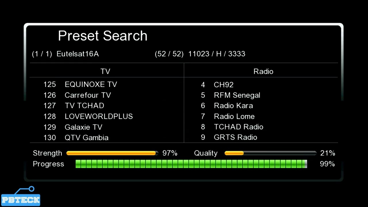 💎 Eutelsat 16A Auto Scan | Мастер-декодер списка каналов спутникового телевидения | Pbteck