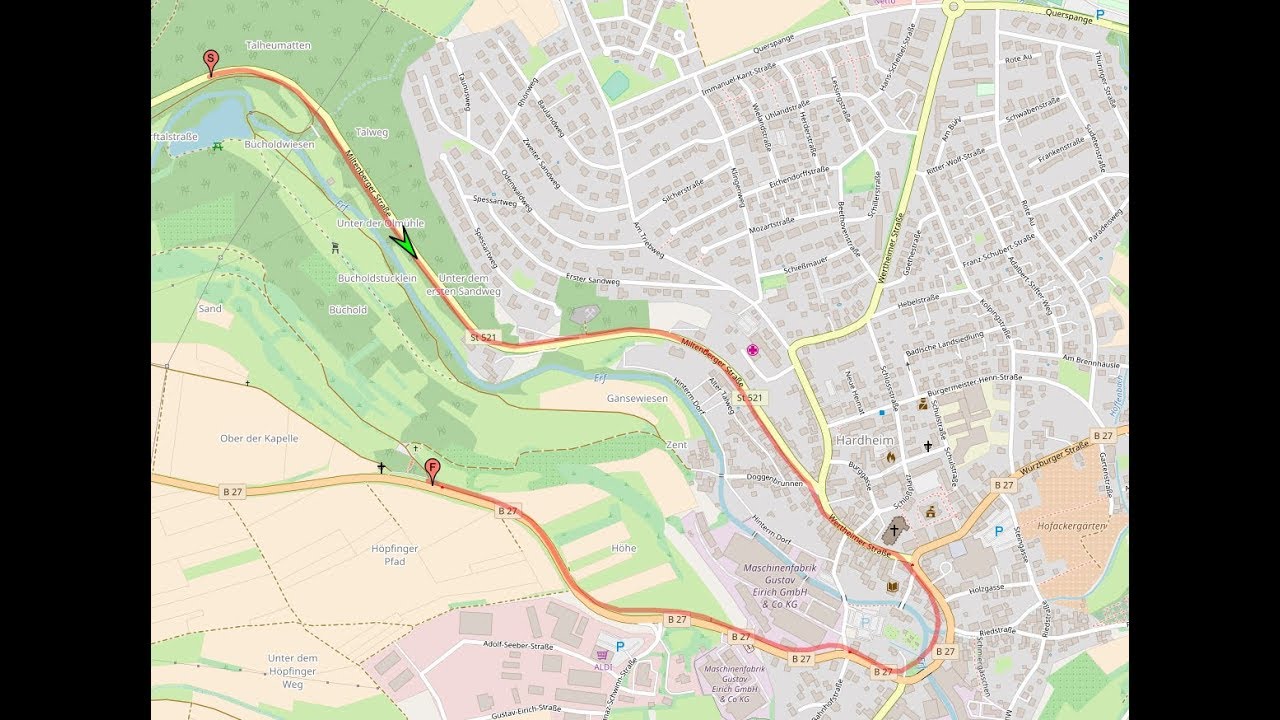 Ortsdurchfahrt im badischen Odenwald/MOS: Hardheim (NW rein, West raus)