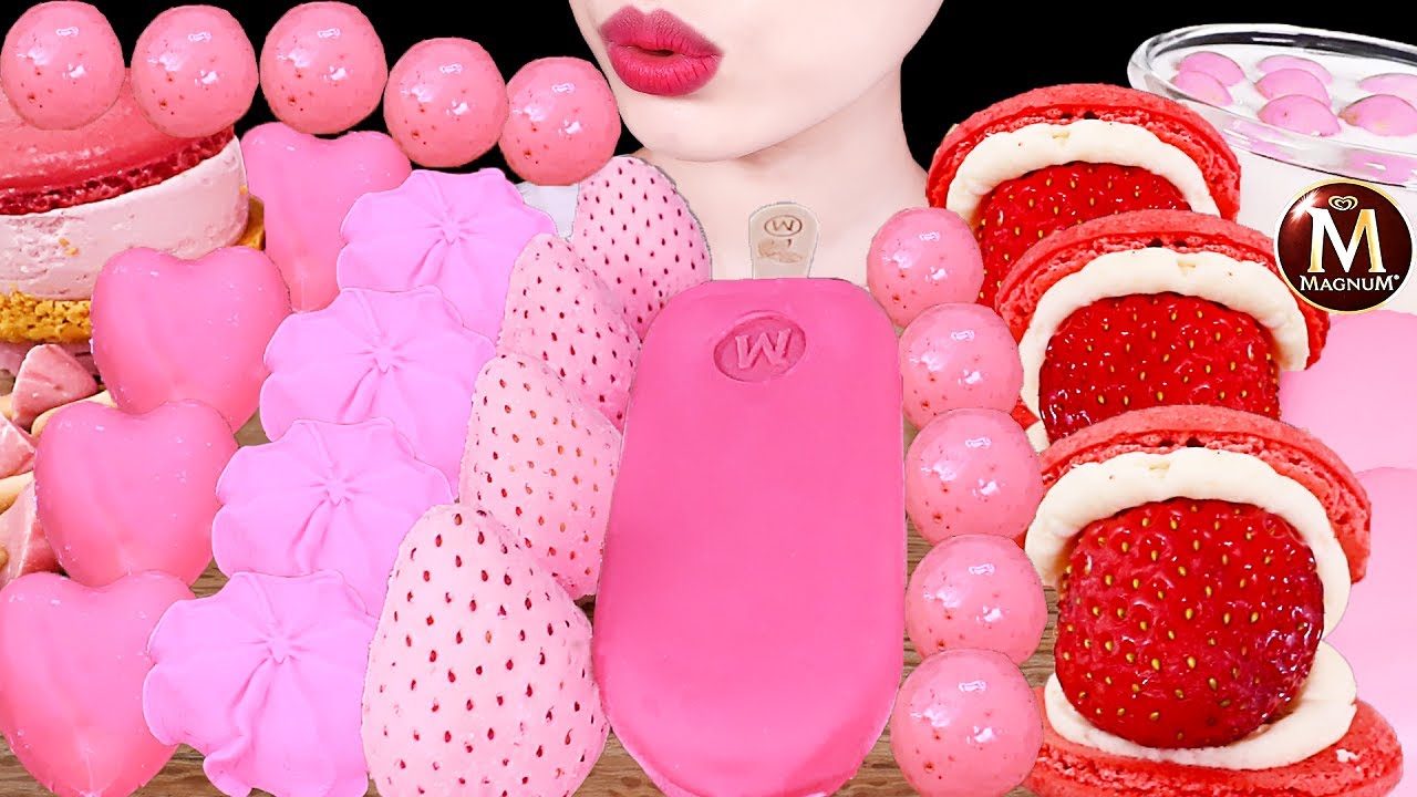 ASMR MUKBANG｜CHOCOLATE MARSHMALLOW MALTESERS FROZEN FRUIT ICE CREAM 초코마시멜로 얼린과일 매그넘 몰티져스 아이스크림 마카롱먹방