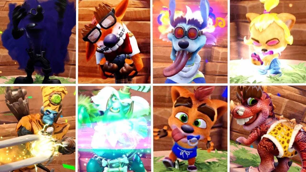 Crash Team Racing Nitro-Fueled - Victory Animations of New Legendary Skins and Characters