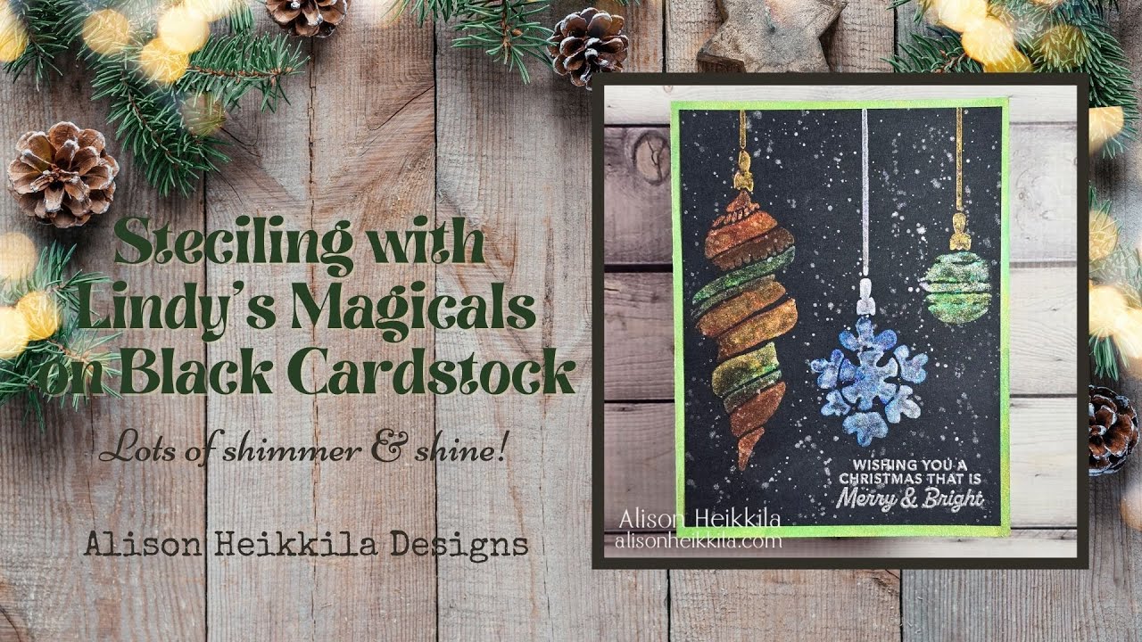 Stenciling with Lindy's Magicals on Black Cardstock