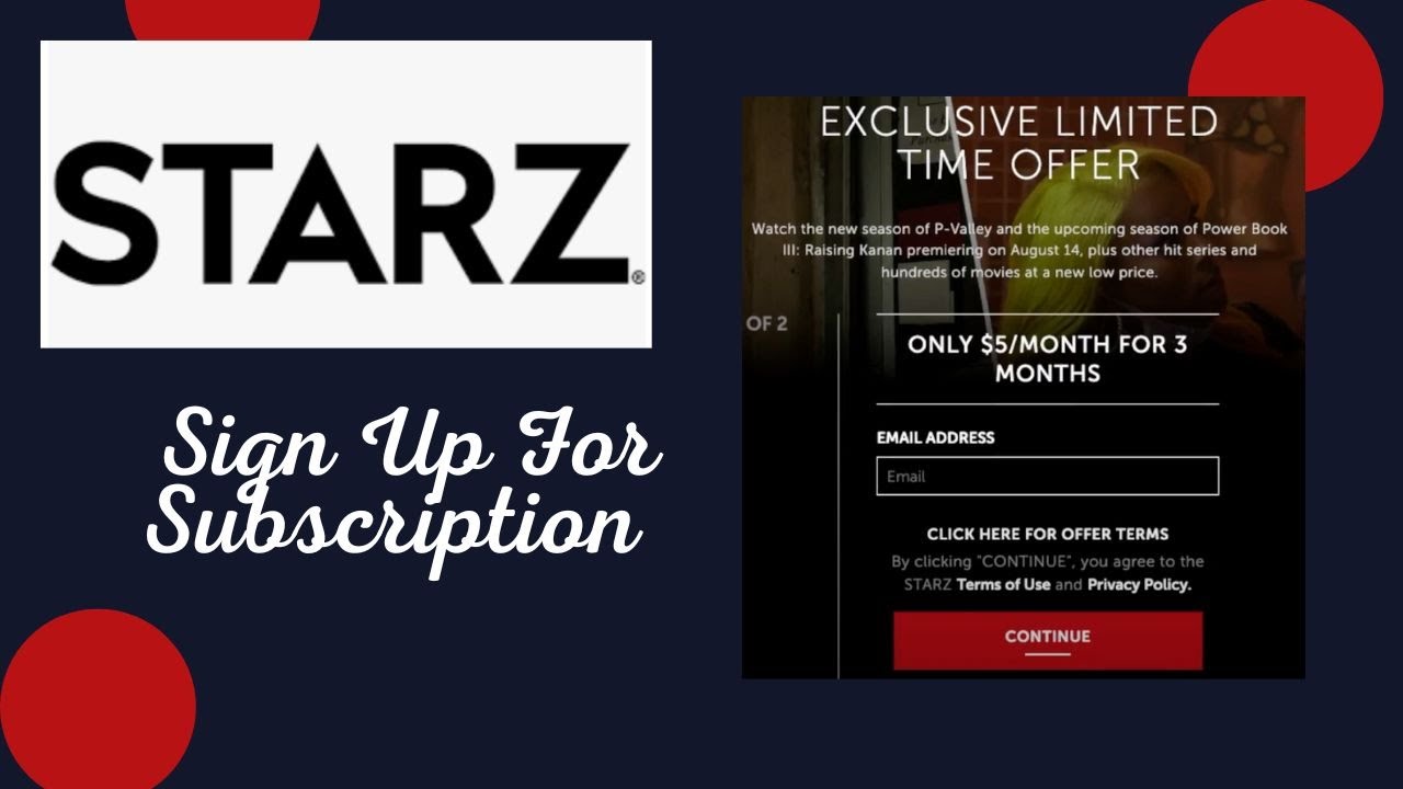 How to Sign up for Starz Subscription