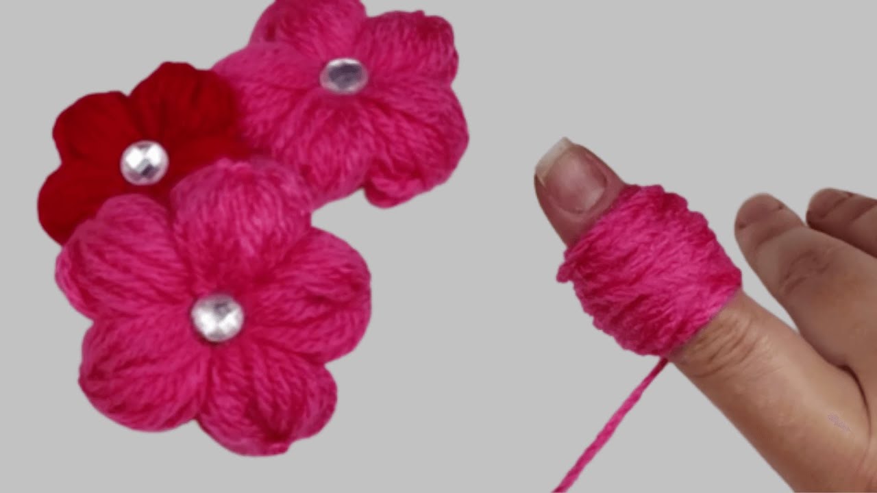 🌺 FLOR DE LÃ - IDEIA INCRÍVEL, FÁCIL DE FAZER (flor de crochê - ARTESANATO COM LÃ - FLOR ARTESANATO)