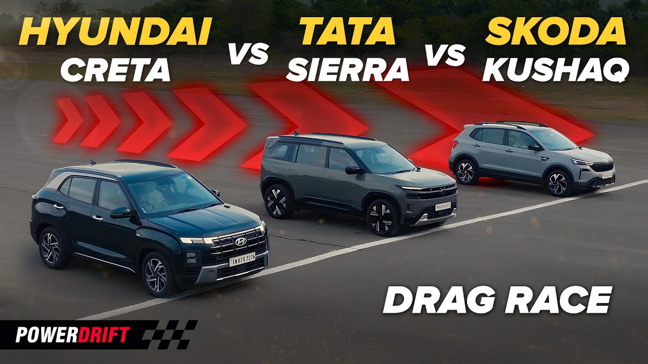 Hyundai Creta против Tata Sierra против Skoda Kushaq | Дрэг-рейсинг семейных внедорожников | Sign...