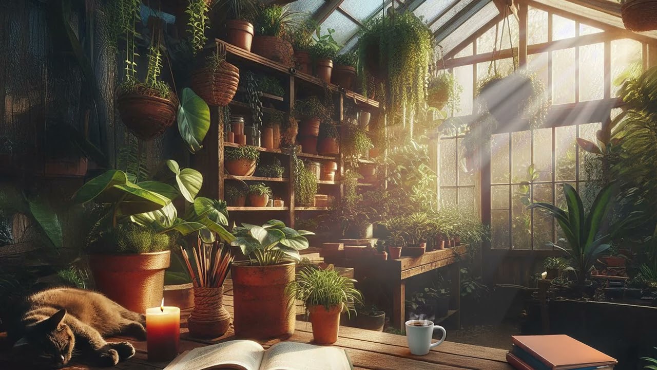Sunny Day in the Greenhouse 🌿 Cozy Study Ambience, Instrumental Music & Calm Focus