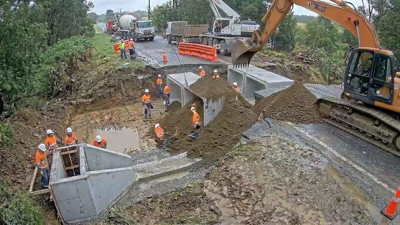 Severely Broken Culvert Flooded Road Restoration