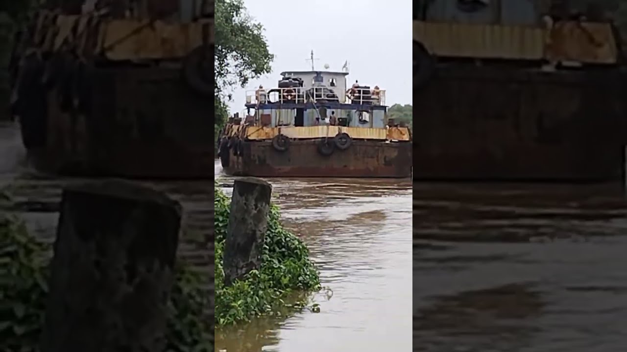 Watch how a barge gets past a ferry boat which broke down along Dhauji-Tolto route. Video: Jake
