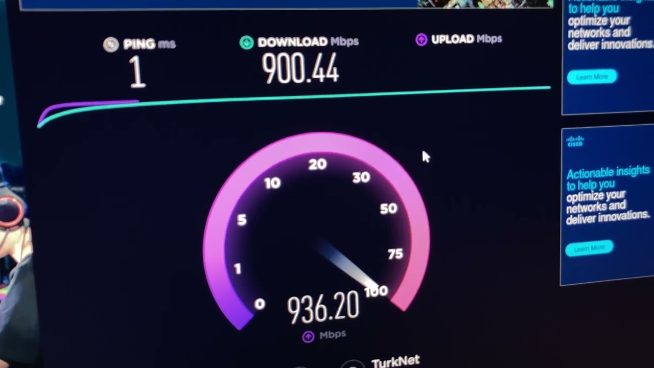 TurkNet GigaFiber Hız Testi (1000 Mbps)