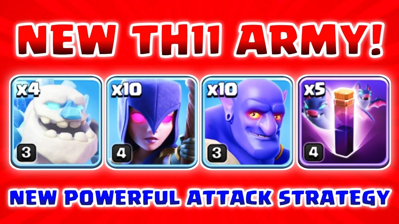 TH11 NEW POWERFUL ATTACK STRATEGY | Ice Golem + Witch + Blower + Bat Spell New TH11 Army!