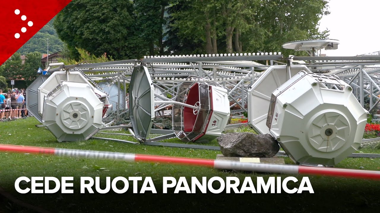 Maltempo, danni a Lecco: la ruota panoramica sul lago cede per le violente raffiche di vento