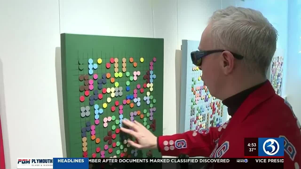 BRIGHT SPOT: Blind artist displays his work with braille art