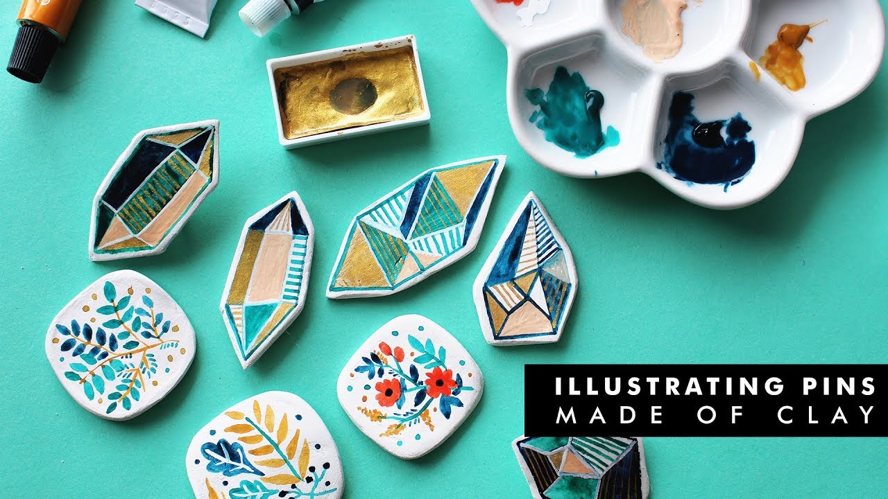 ILLUSTRATING PINS MADE OF CLAY using gouache