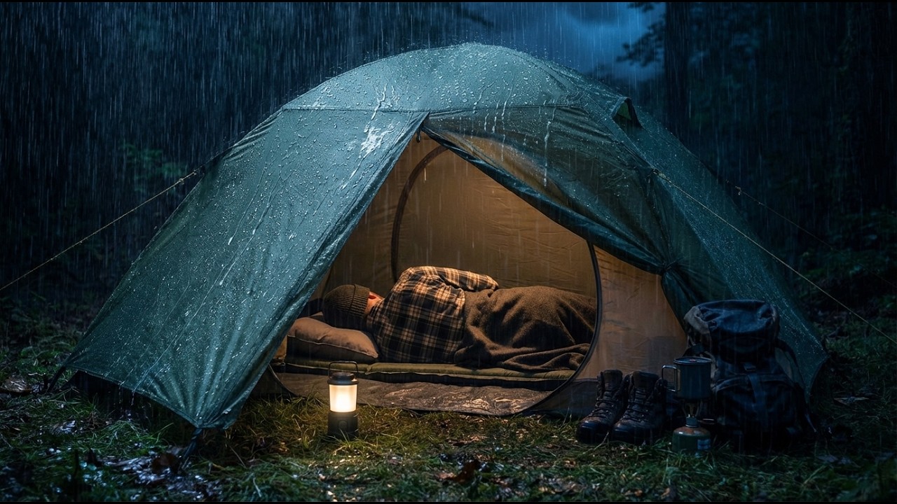 Torrential Rain on a Camping Tent 🌧️ Deep Sleep in the Wild Forest