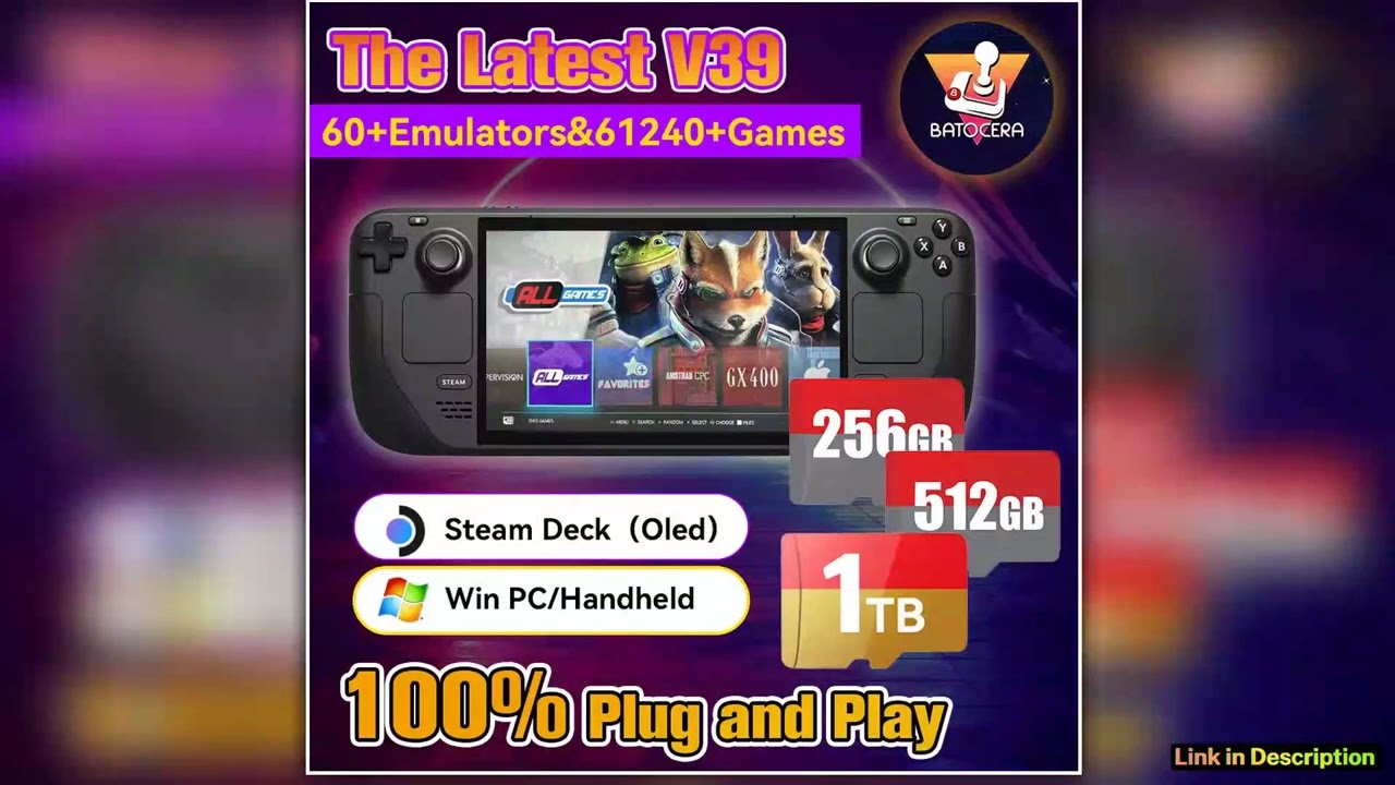 Batocera TFGame Card for Steam DeckWindows PCMACHandheld Game Console for PS3PS2SSPS1PSPDCMAME