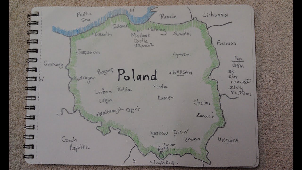 ASMR - Map of Poland - Australian Accent - Chewing Gum, Drawing & Describing in a Quiet Whisper