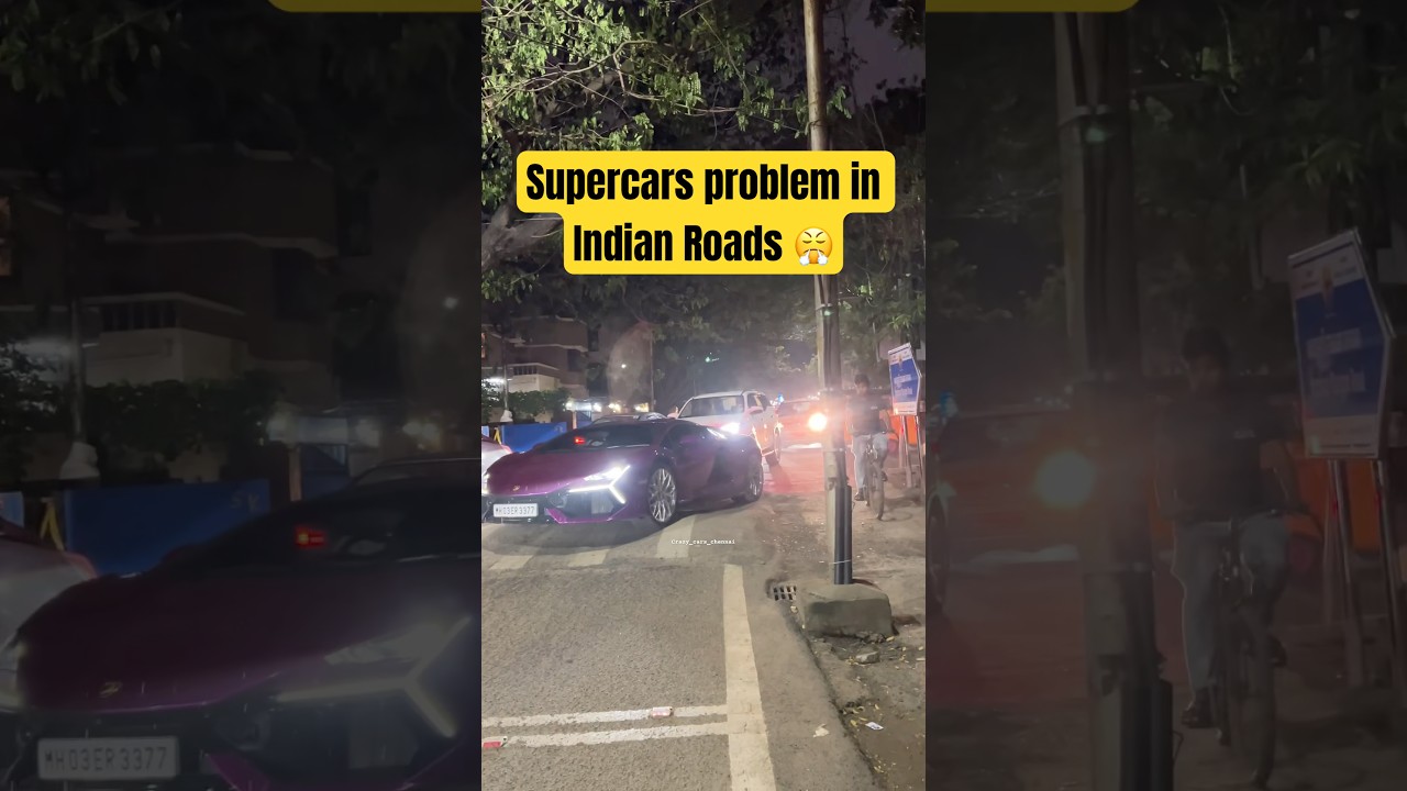 Supercars problem in indian roads😤#supercars #indianroads #roads #lamborghini #chennai #trending
