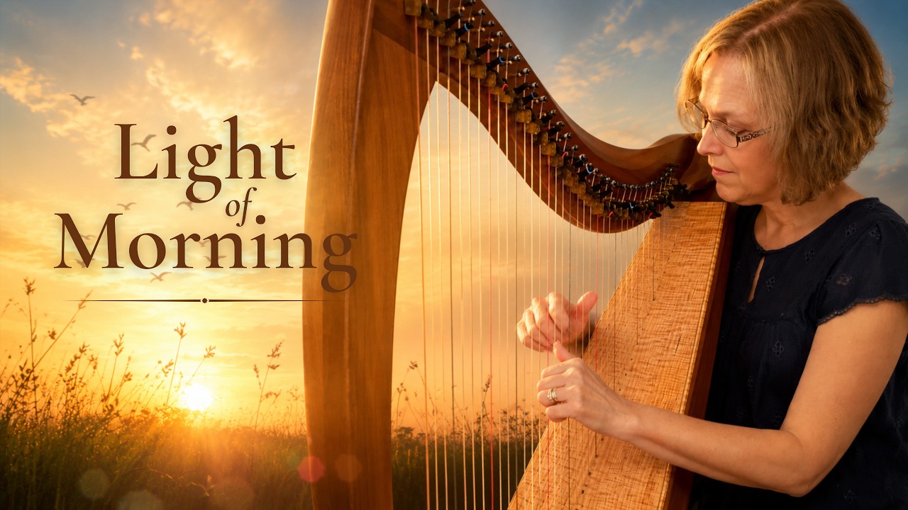 Light of Morning (with Morning Has Broken) sweet small harp music