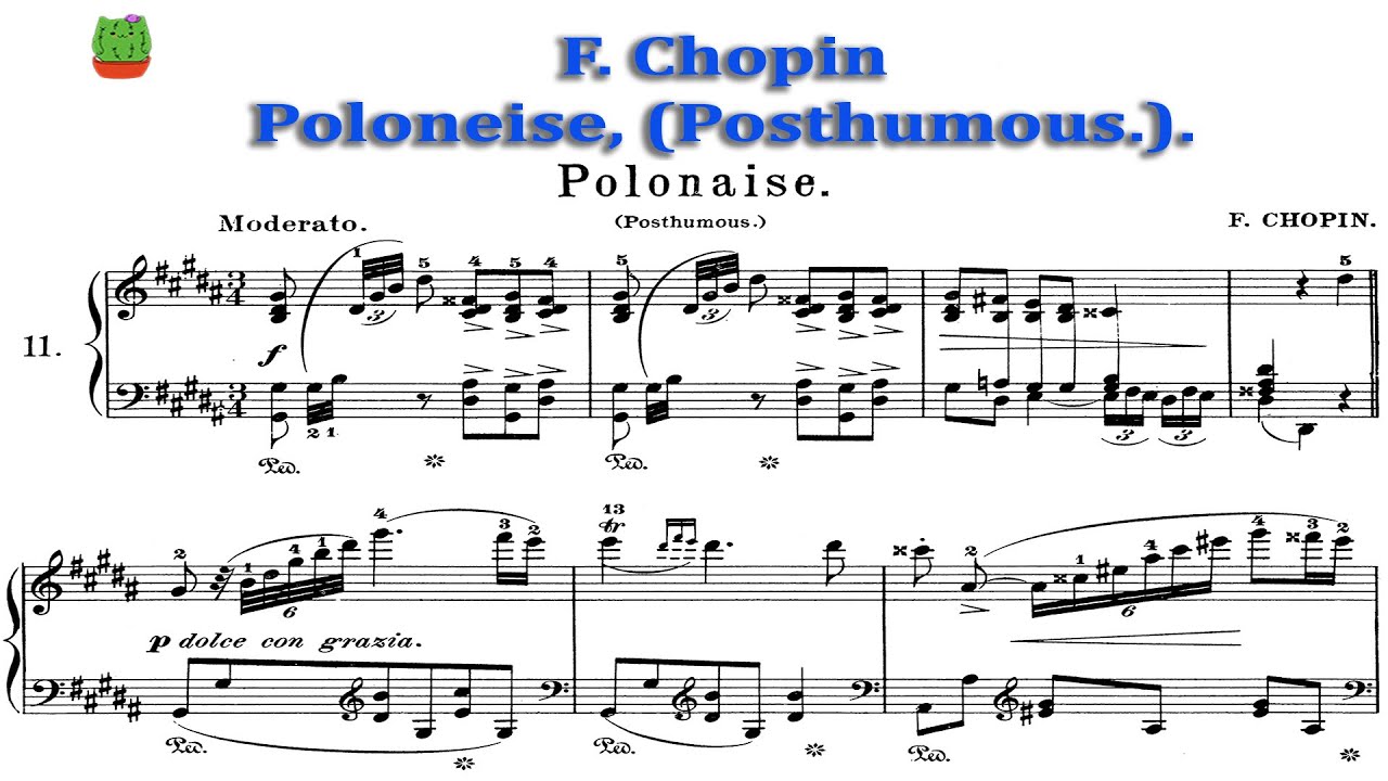 Frédéric Chopin - Polonaise in G Sharp Minor, Op. posth, B6, with score.