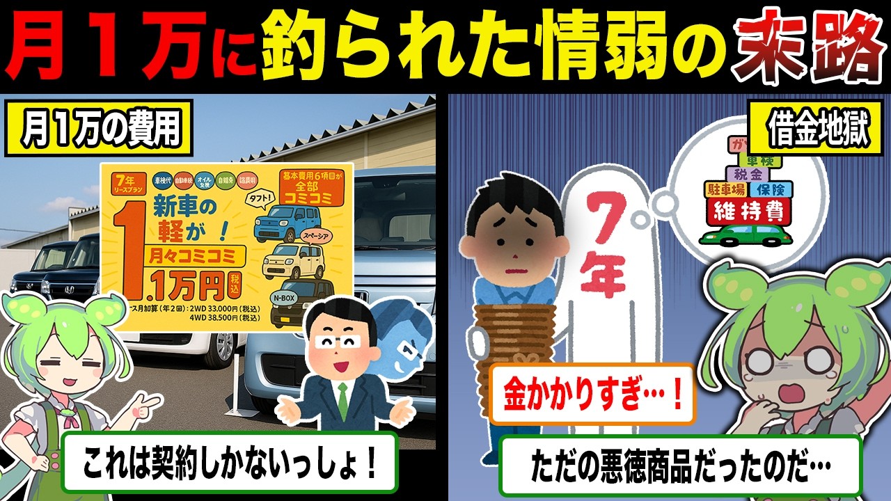 安すぎる車の秘密...月1万で乗れる自動車を契約した末路【ずんだもん＆ゆっくり解説】