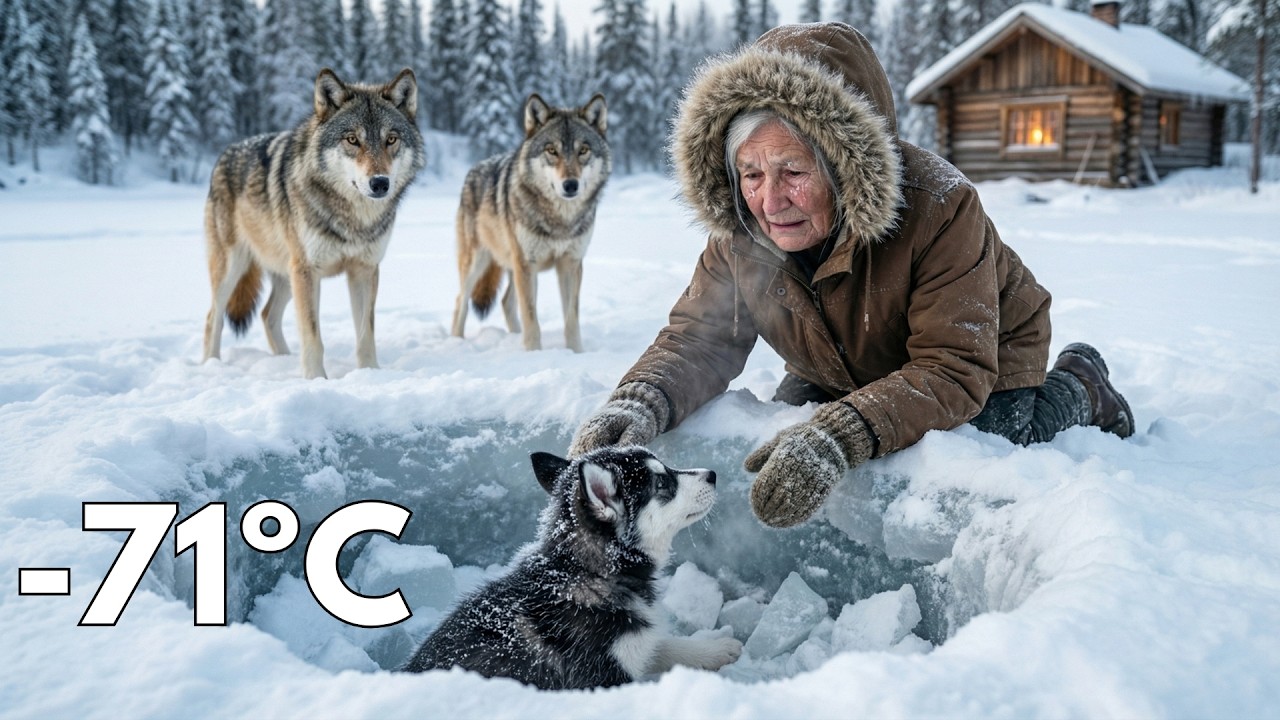 80-Year-Old Humble Woman in a Wooden Cabin Rescued Wolf Pup from Ice Hole −71°C Winter in Yakutia