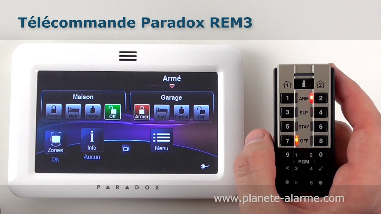 Télécommande Paradox REM3 - Présentation du fonctionnement de la télécommande REM3