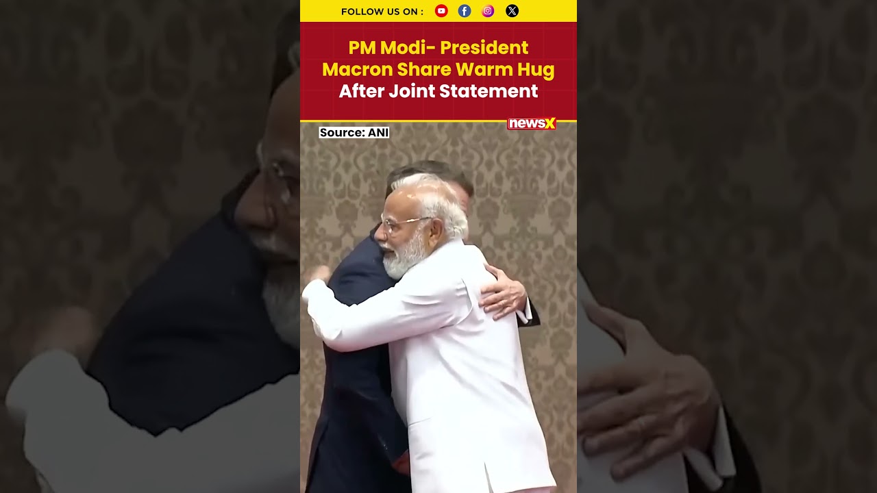 #watch | PM Narendra Modi, Emmanuel Macron Share Warm Hug After Joint Statement #aisummit #shorts