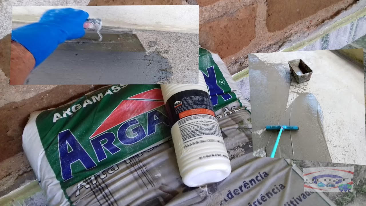 Mistura super resistente (argamassa cimento e cola branca).