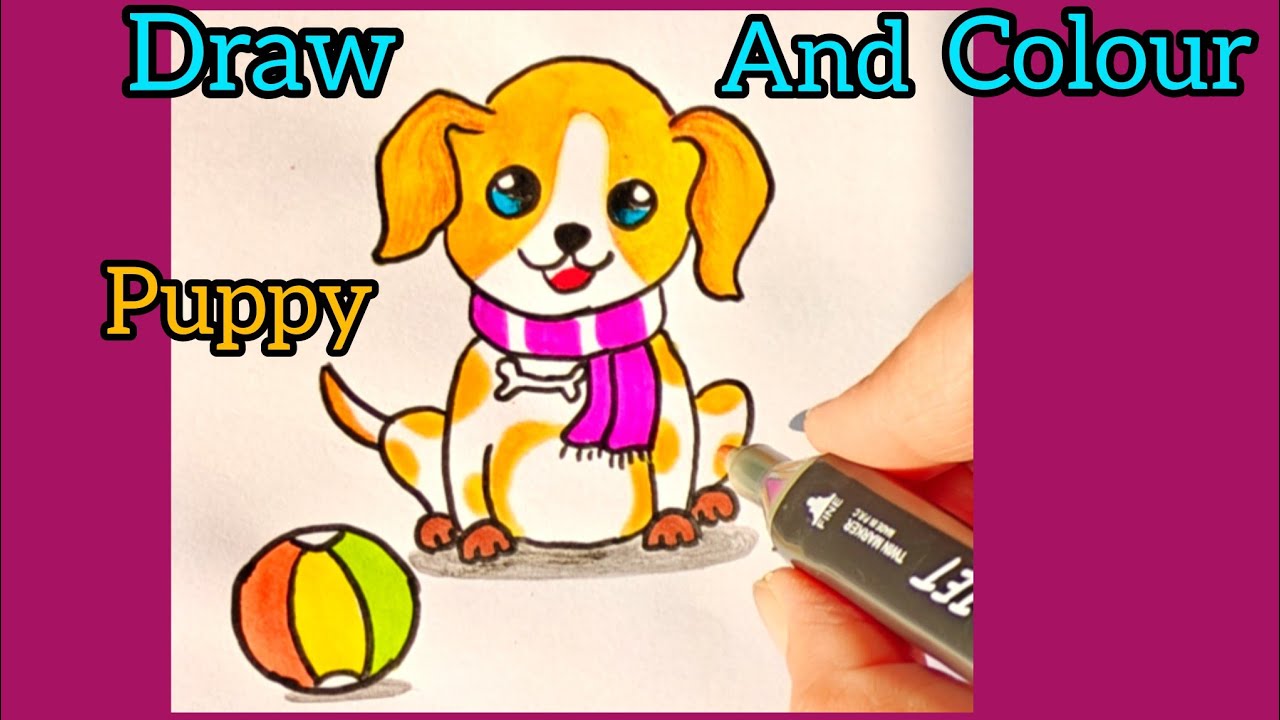 How To Draw a Cute Puppy | Easy Step-by-Step Drawing for Kids & Beginners 🐶✨